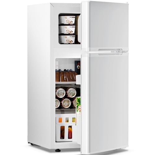 Antarctic Star 3.2 Cu.Ft,Compact Refrigerator,Mini Refrigerator with Freezer,Dual Temperature Fridge,Adjustable Thermostat,for Bedroo/Office/Dorm/Kitchen(white)