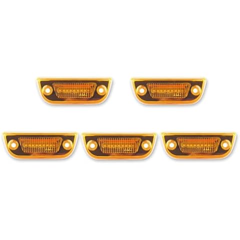 TCTAuto Compatible with Peterbilt 579 Kenworth T680 T770 T880 Amber Cab Marker Top Roof Running Lights Assembly 3LED with Reflective Amber Lens, Pack of 5 Cover