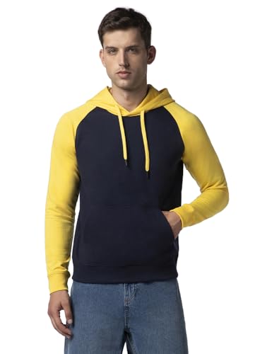 Image of FYLTR Men's Casual Colourblock Raglan Hoodie with Drawstrings - Utility Pockets | Ribbed Hem & Cuff | Winter Hoodie for Men
