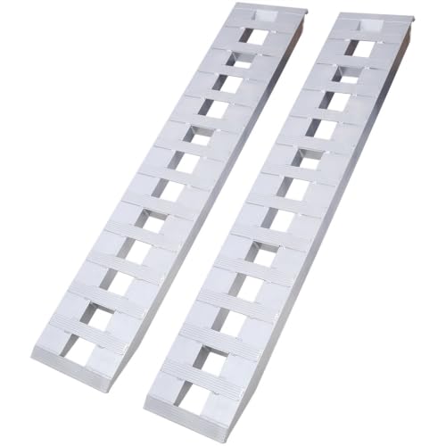 Rampas de carga de aluminio, capacidad pesada de 6600 lb para ATV, UTV, motocicletas, camiones y remolques, juego de rampas plegables portátiles de 72 pulgadas con ranuras antideslizantes, color plata miniatura 1