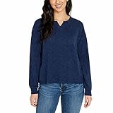Buffalo David Bitton Ladies' Knit Long Sleeve Crew Neck Top (X-Large, Navy)