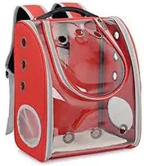 PSK PET MART Dog Carrier Cat Backpack Cat Carrier Cat Backpack Pet Backpack 360 Degrees Transparent Space Bag (Red)