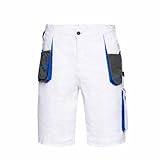 Luckyberg Kurze Arbeitshose | Schutzkleidung fur Herren oder Damen. Hose Schutz für Maler, Stuckateur, Monteur, (DE/NL/SE/PL, Numerisch, 46, Regular, Regular, Standard, Weiß)