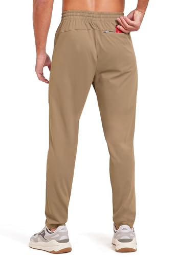 Men's Athletic Joggers Pants Workout Jogging Sweatpants Elastic Waist Tapered Stretch Casual Track Pants Zip Pockets3