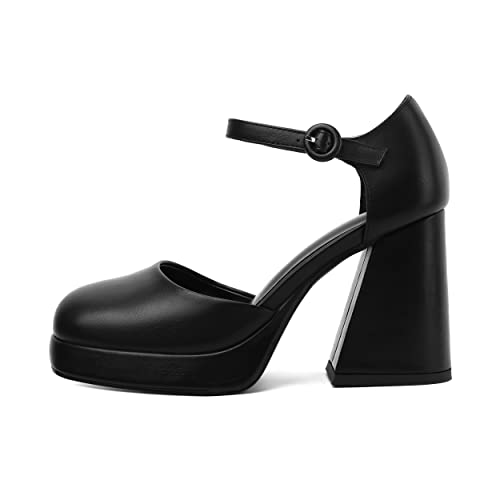 Joseywade Platform Mary Janes Women Chunky Block Heel Pumps Closed Round Toe 4 Inch Ankle Strap High Heel Shoes2
