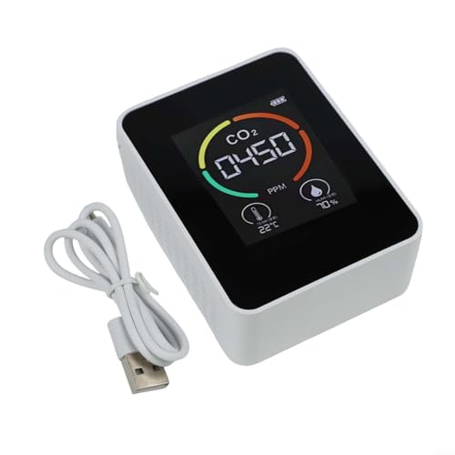 Honseadek Détecteur de dioxyde de carbone, capteur de température et d'humidité, moniteur de qualité de l'air intérieur, plage de 400-5000 ppm, température 0-50 °C, humidité RH 0-99 %