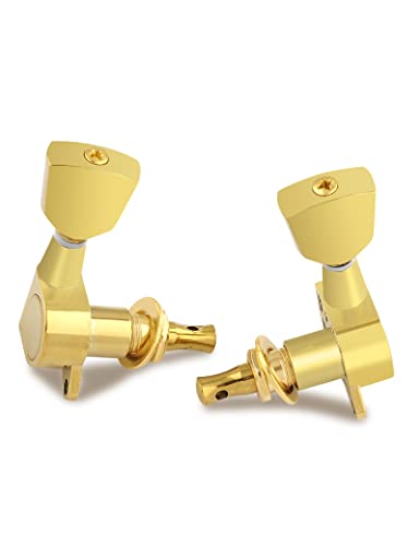 Holmer Sealed String Tuning Pegs Tuning Machines Grover Machine Heads Tuners Tuning Keys Vintage Keystone Style 3 Left 3 Right For Electric Guitar Or Acoustic Guitar Gold. #TOP6