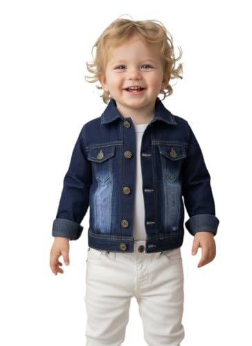 Image of A.T.U.N. (ALL THINGS UBER NICE) Trendy Boys Cotton Denim Jacket | Casual Outerwear with Full Button Front, Smart Collar & Pockets | Stylish Cotton Casual Kids Jacket for Everyday