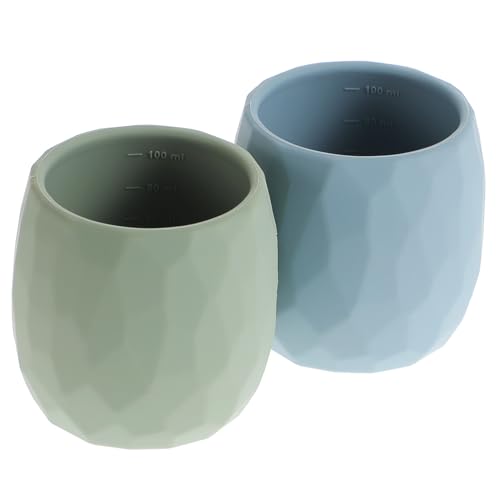 Image of TOPGOMES Tiny Open Cups, Silicone Training Cups for 6 Months + infants and Toddler, Baby-led Weaning Essentials & Baby Gifts (Sage+Ether), 3.5 fl oz, TG0527