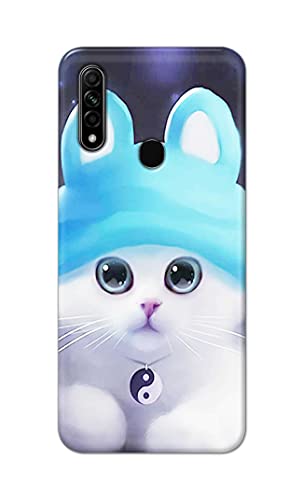 Image of Chinese Cutie Kitten Cat Big Eyes Lovely Girl Ears Hard Back Case Cover for Oppo A31 (2020) / Oppo A8 Back Cover -(J5) VNS2221