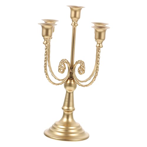 Cabilock Candélabre Vintage Métal Style Européen Chandelier à Branches Porte-Bougie Décoratif pour Table à Manger