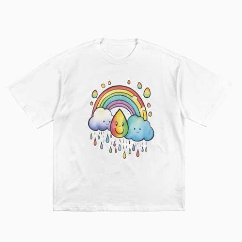 T-shirt décontracté Trendy Pop Rainbow Clouds contre la chaleur