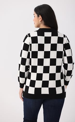 Image of CARCOS Plus Size Sweaters for Women Long Sleeve Pullover Sweaters Lapel Collared Vneck Knit Jumper Tops Fall Winter XL-5XL