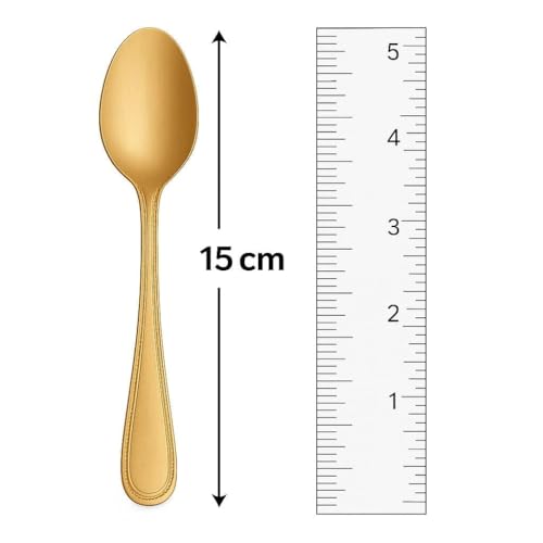 Image of Golden Coffee Spoon (Pack of 6) 15 cm Long Premium Golden Finish Stainless Steel Luxury Tea & Coffee Spoons Dessert, Soup, Daily Use Elegant Gold Tableware with Modern