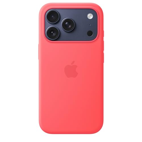 Image of Apple iPhone 17 Pro Silicone Case with MagSafe and Camera Control: Lightweight Phone Case, Wireless Charging Compatible, Smooth Matte Finish; Bright Guava 