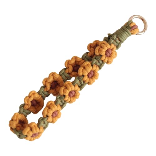 Llavero de colores para decoración de fiesta de festivales, correa de muñeca con flores pequeñas y frescas, accesorios de ropa, bolsa, decoraciones florales para fiestas (amarillo, talla única)