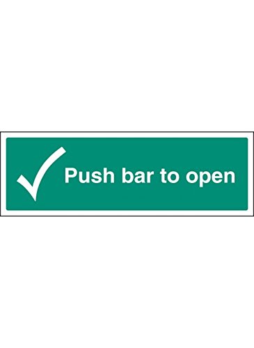 Caledonia Signs 22047L Push Bar to Open Sign, Self Adhesive Vinyl, 450 mm x 150 mm