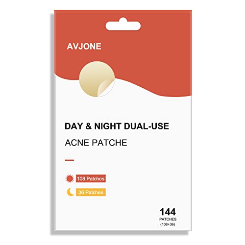 AVJONE Day and Night Dual-use Hydrocolloid Acne Pimple Patch for Covering Zits and Blemishes, Spot Stickers for Face and Skin, Vegan - friendly and Not Tested on Animals