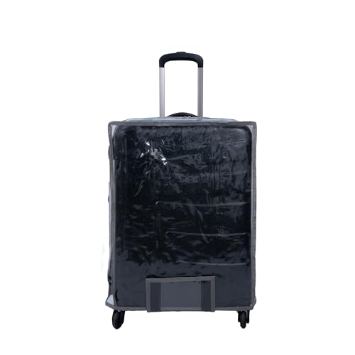 CLASSIC Transparent PVC Trolley/Suitcase Cover, Waterproof Dustproof Anti-Scratch with Zipper & Handle Openings, Clear Luggage Cover for 20 Inch Trolley Bags (Grey, Small)