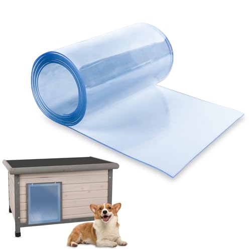 Plastic Door Strips 8’ x 7.6", Vinyl Strip Curtain 0.08” Thickness, Smooth Plastic Door Curtain for Walk in Cooler Commercial Entry, DIY Dog Cat House Entry