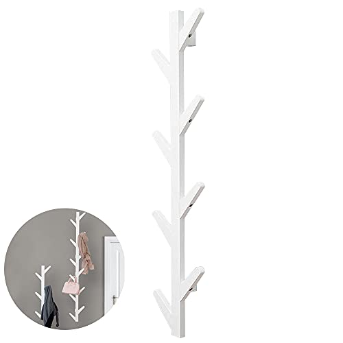 Image of Coat Rack, Hat Rack Wall Mounted Bear Over 120 lbs Goods Bamboo Material closet organizers for Coats Hats Bags Umbrella Scarves Used in Bedroom Bathroom (8 hooks, white)