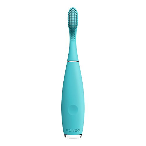 FOREO ISSA mini Rechargeable Kids Electric Toothbrush for Complete Oral Care with Soft Silicone Bristles for Gentle Gum Massage, Summer Sky