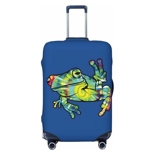 Cool Frog Tie Dye Travel Luggage Cover Suitcase Protector Bag,Double-Sided Printed Fits 18-32 Inch Luggage,Suitcase Sleeve For Kid And Adult,Small