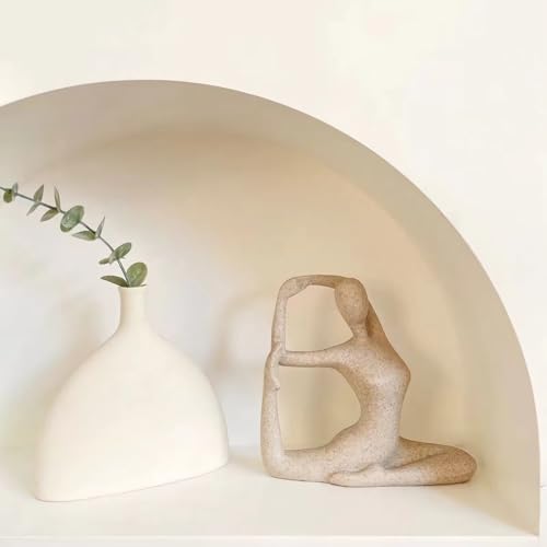 Ni-JASW Sandstone Yoga Statues Set of 3, Resin Zen Meditation Figurines for Bookself, Home Decor, Gifts