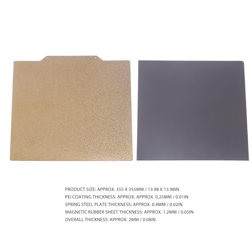 3 IN 1 PEI-Druckplatte, Doppelseitig Strukturierte PEI-Platte, 355 Mm X 355 Mm, mit Flexibler Federstahl-Bauplattenplattform für Vorn 2.4 350 Build 3D-Drucker