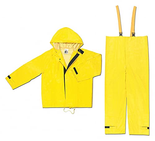 Image of MCR Safety 8402X3 Hydroblast Neoprene /Nylon 2-Piece Rainsuit with Attached Hood, Yellow, 3X-Large