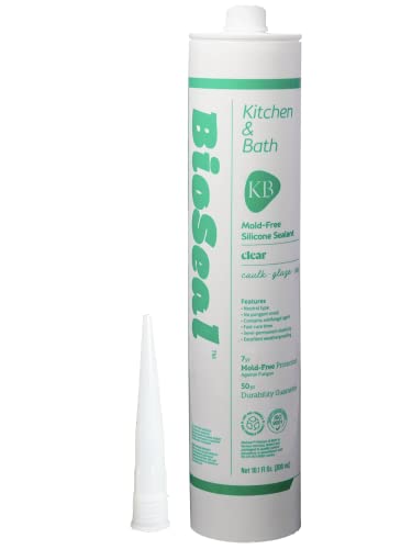Image of Clear BioSeal 100% Silicone Sealant Caulk Kitchen and Bath Grade, Waterproof and No Odor No Color Change 10.1 Ounce Cartridge, 50 Clear Tubes Set / 2 Boxes