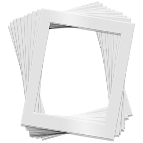Fabian Clarke London® Pack of Ten 10x8 White Photo Picture Mounts for Photo Frames Mount with Aperture for 8x6 Picture Display Artwork or Paintings Cover