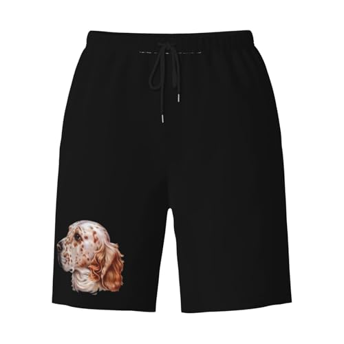 English Setter Dog Men's Quick-Dry Board Shorts 7" - Swim Trunks Summer Hawaii Beach3