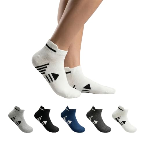Pack of 5 Unisex Cotton Ankle Sports Socks for Men & Women | Breathable Low Cut Athletic Socks | Anti-Odour, Sweat Absorbent, Stretchable Running, Gym & Casual Socks | Multicolor |-image-49