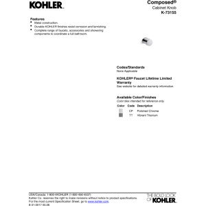 Kohler K-73155-CP Composed Cabinet Knob, Polished Chrome