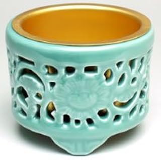 京仏壇はやし 仏具 【真宗大谷派専用】 透し香炉 3.5寸 青磁製