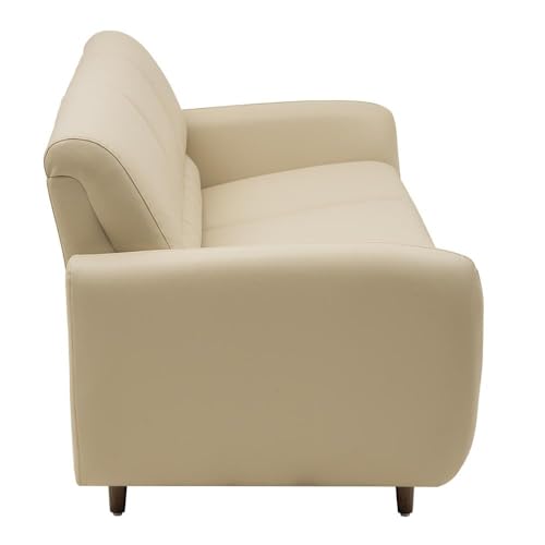 Image of Wakefit 3 Seater Sofa | 5 Year Warranty | Pine Wood & Engineered Wood, Beige Leatherette, 190 x 78 x 70 cm, Living Room Sofa