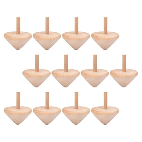 TOPPERFUN 12Pcs Wooden Spinning Tops, Unfinished Wooden Spinning Tops, Painted DIY Spinning Tops for Parties, Festivals, 5.50X4.50X4.50CM