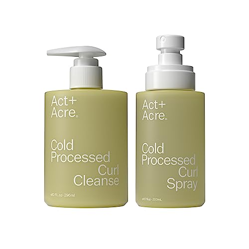 Act+ Acre Cold Processed Curl Nourishing Shampoo And Curl Defining Spray - Definition - Natural Bounce And Frizz Free - Lighweight And Moisturizing - Soft & Bouncy Waves - Shape And Shine #TOP5