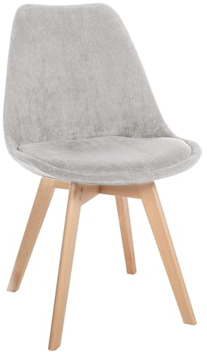 In And OutdoorMatch Silla de comedor Theobald - Gris - Tela - Tapicería de alta calidad - Pana Silla de comedor - Aspecto elegante