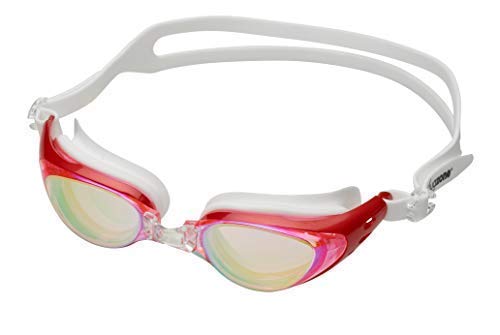 Aquazone Adjustable Swimming Goggles Premium UV Protection-Anti Fog Swim Goggles-Free Case-Great Adult, Mens, Womens, Youth, Kids or Child Swim Goggles (Red)