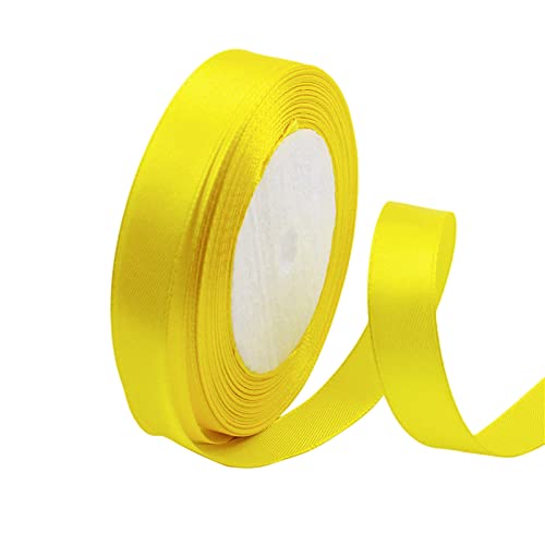 POPOYU Cinta de Satén 15mm x 23m Amarillo Limón Seda Raso - Rollo de Cinta de Raso Satén para Decoración Boda Cumpleaños Fiesta - Manualidades y Complementos el Pelo Coser Arte Embalaje de Regalo
