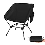 TOBTOS Ultralight Camping Chair, Portable Durable Folding Chair with Carry Bag and Side Pocket for Outdoor Camp, Travel, Beach, Picnic, Hiking, Backpacking (Black)