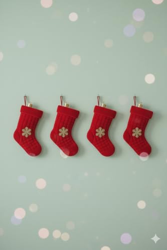 Image of Christmas Decorations Small Velvet Sock Stocking, Xmas Gift Stockings, Large Hanging Christmas Tree Decoration Items for Xmas Tree, Home Decor, Door, Window | PoPo Toys | 4 Pcs