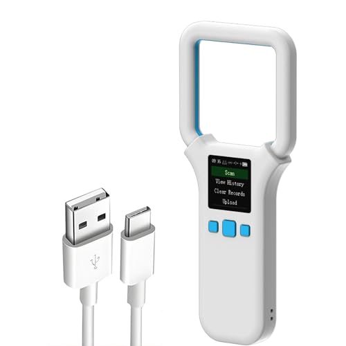 Image of Pet Microchip Scanner RFID 134.2Mhz /125Khz FDX-B(ISO 11784 /11785) Chip Reader 1000 Data Records Animal Universal Microchip Tag Reader Scanner with 1.44 inch TFT Screen