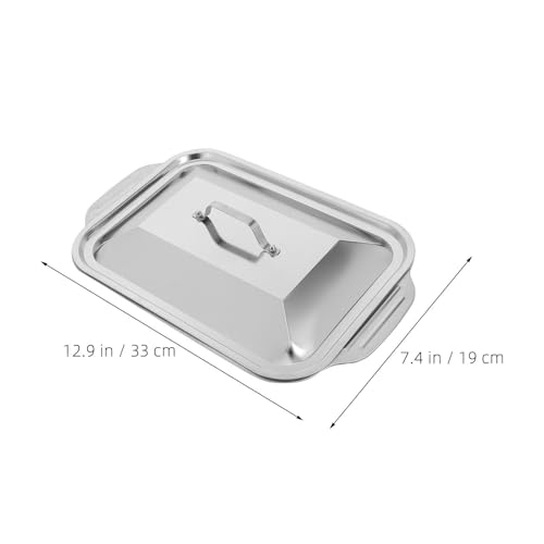 Bandeja para asar de acero inoxidable rectangular de color plata para lasaña y pavo 8
