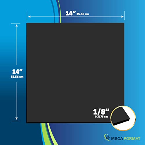 Image of Mega Format Expanded PVC Plastic Sheets - 14 inch X 14 inch Rigid Black Sheet for Crafts, Signage, & Displays - Sintra, Celtec PVC Board - Waterproof for Outdoors Use - 1 /8 inch 3mm Thick - 1-Pk-Black