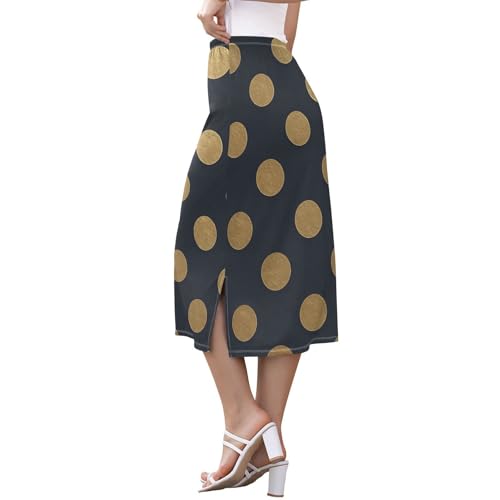 Women Flowy Stretch Midi Slip Skirt Summer Skirt with Slit2