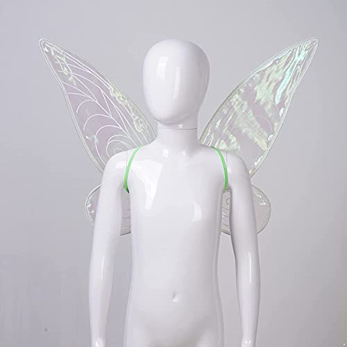 Kids Girls Sparkling Sheer Angel Wings Sparkling Sheer Angel Wings Dress Up Wings Halloween Cosplay Costume Accessories blue fairy wings (Green)