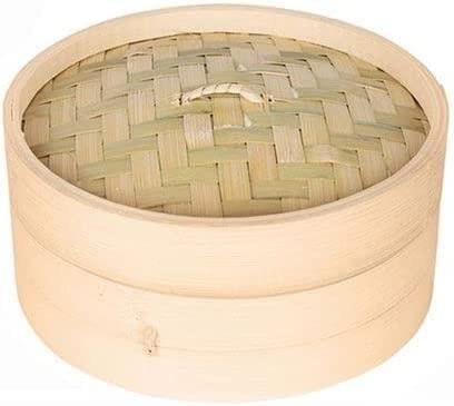 Dumpling Steamer with Lid for Cooking Dim Sum Buns, Chicken, Fish, Veggies, Air Fryer(10cm) Natural Bamboo Steamer Basket Wooden, Bamboo, normal